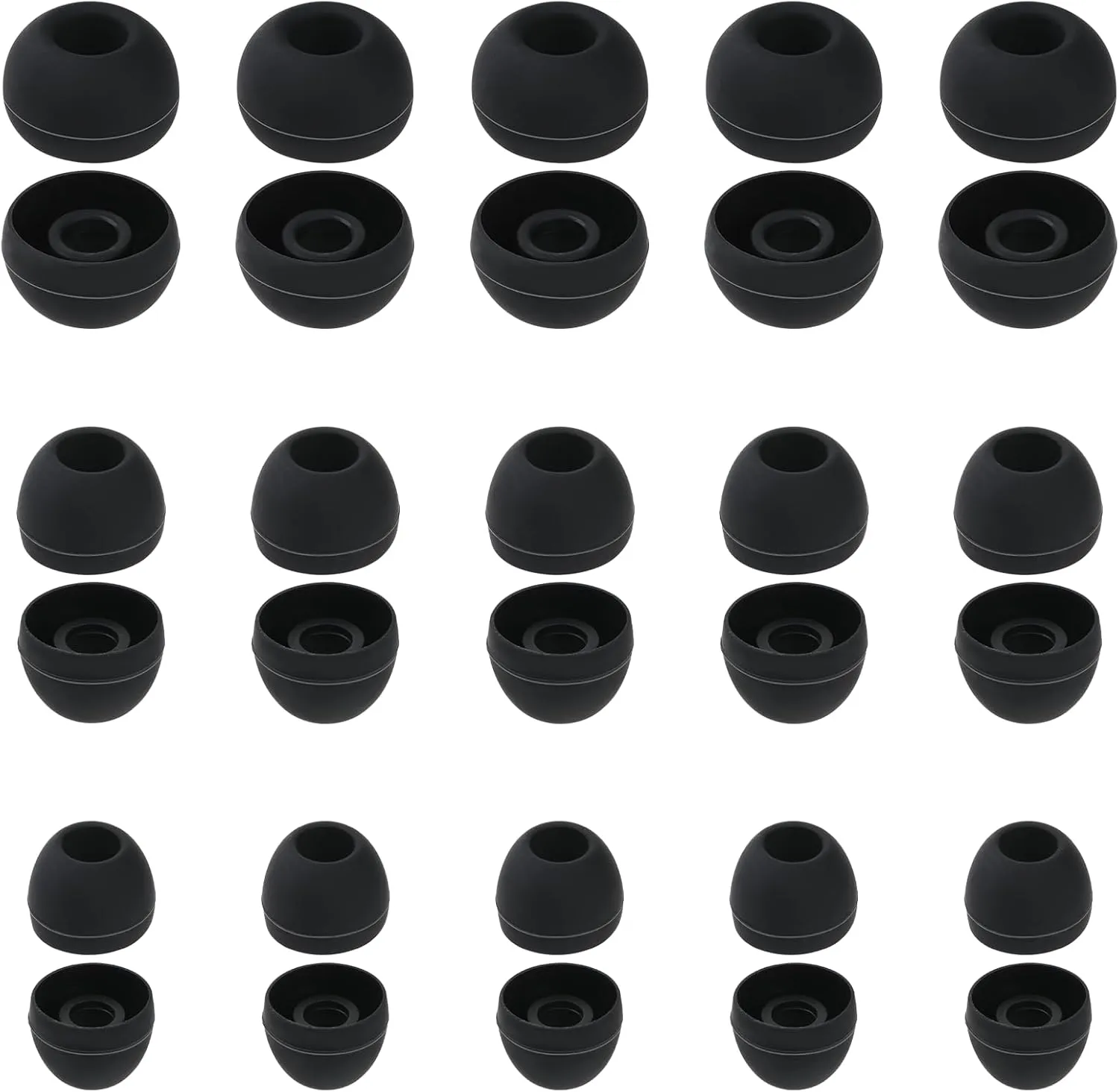 30 Pcs Silicone Replacement Earbud, Ear Buds Tips Headphone Earpads Soft Silicone Ear Tips Ear Bud Tips Replacement in S/M/L Sizes Earphone Cover Fit Most Headphones (Black)