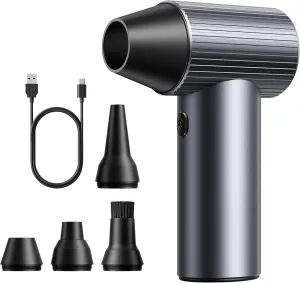 300000RPM Metal Electric Compressed Air Duster - Jet Dry Mini Blower with 3 Adjustable Speeds - Rechargeable Cordless Air Blower for Keyboard,Car,Home & Outdoor Dust-Compact & Lightweight