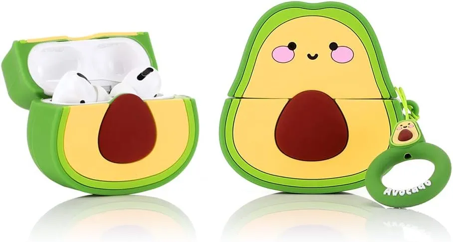 (3Pack Cleaner Pen) Suublg Case for AirPods Pro 2nd/1st Generation Earbuds with Cleaning Pen Kits, Silicone Cute Cartoon Case Protective Shockproof Cover for AirPods Pro 1/2 (Avocado STB BJR)