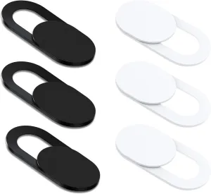 [6 Pack] Front Camera Cover, Ultra Thin, Laptop Camera Cover Slide, Strong Adhesive - 3Black 3White