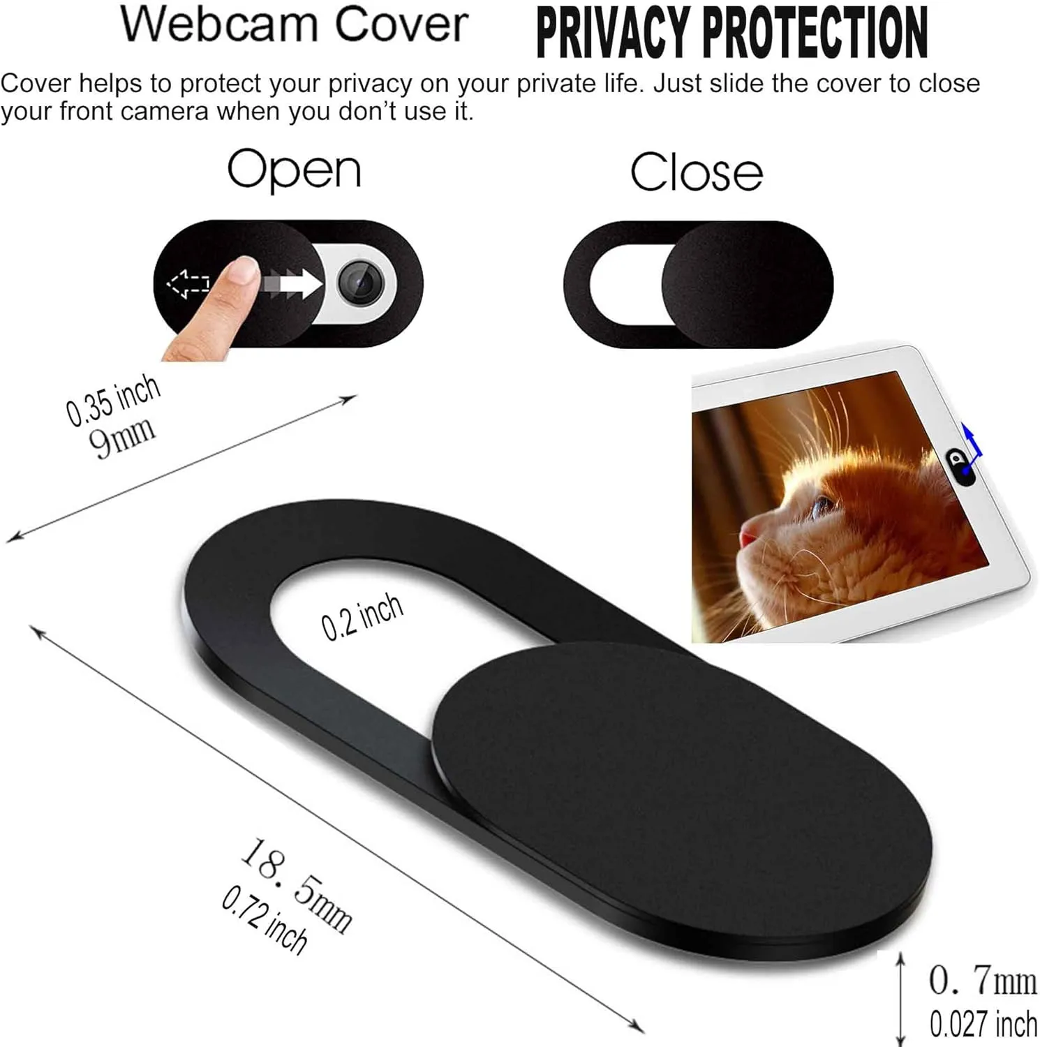 [6 Pack] Webcam Cover Slide 0.027in Ultra Thin Web Camera Cover fits Laptop, Desktop, PC, Macboook Pro, iMac, Mac Mini, Computer, Smartphone,Protect Your Privacy and Security,Strong Adhensive-Black