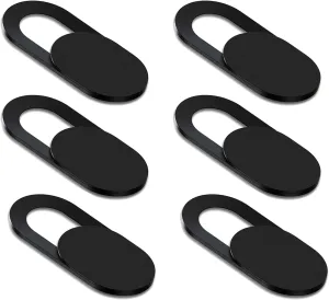 [6 Pack] Webcam Cover Slide 0.027in Ultra Thin Web Camera Cover fits Laptop, Desktop, PC, Macboook Pro, iMac, Mac Mini, Computer, Smartphone,Protect Your Privacy and Security,Strong Adhensive-Black