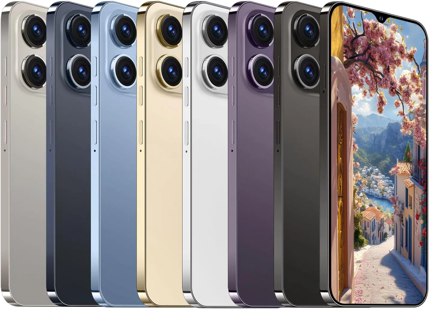 A14ProMax Unlocked Cell Phones 5G Smartphone Android 13 Unlocked Phones Snapdragon 8Gen2 6.8" HD Screen 13MP 50MP 6800mAh Support Dual SIM Fingerprint Lock GPS Face ID (8GB 256GB, Purple)