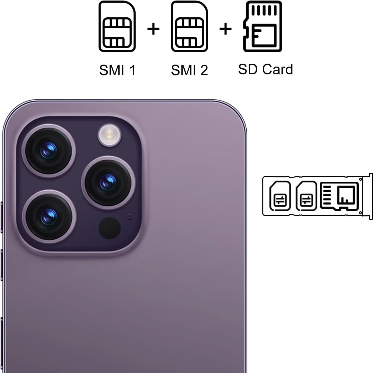 A14ProMax Unlocked Cell Phones 5G Smartphone Android 13 Unlocked Phones Snapdragon 8Gen2 6.8" HD Screen 13MP 50MP 6800mAh Support Dual SIM Fingerprint Lock GPS Face ID (8GB 256GB, Purple)