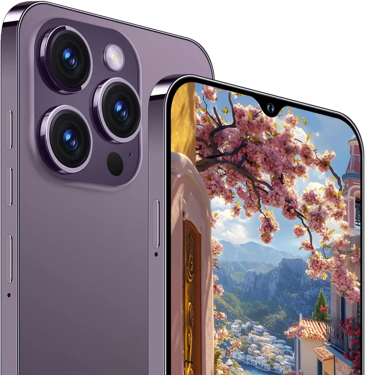 A14ProMax Unlocked Cell Phones 5G Smartphone Android 13 Unlocked Phones Snapdragon 8Gen2 6.8" HD Screen 13MP 50MP 6800mAh Support Dual SIM Fingerprint Lock GPS Face ID (8GB 256GB, Purple)