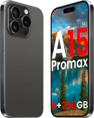 A15 Promax Unlocked 5G Cellphone 2024 Android 13 Phones with 6.8" FHD Screen Smartphones 48MP 108MP 6800 mAh|Dual SIM|Face ID Snapdragon 8cen2 Android Phone(Black)
