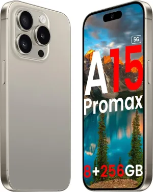 A15 Promax Unlocked 5G Cellphone 2024 Android 13 Phones with 6.8" FHD Screen Smartphones 48MP 108MP 6800 mAh|Dual SIM|Face ID Snapdragon 8cen2 Android Phone(Grizzly)