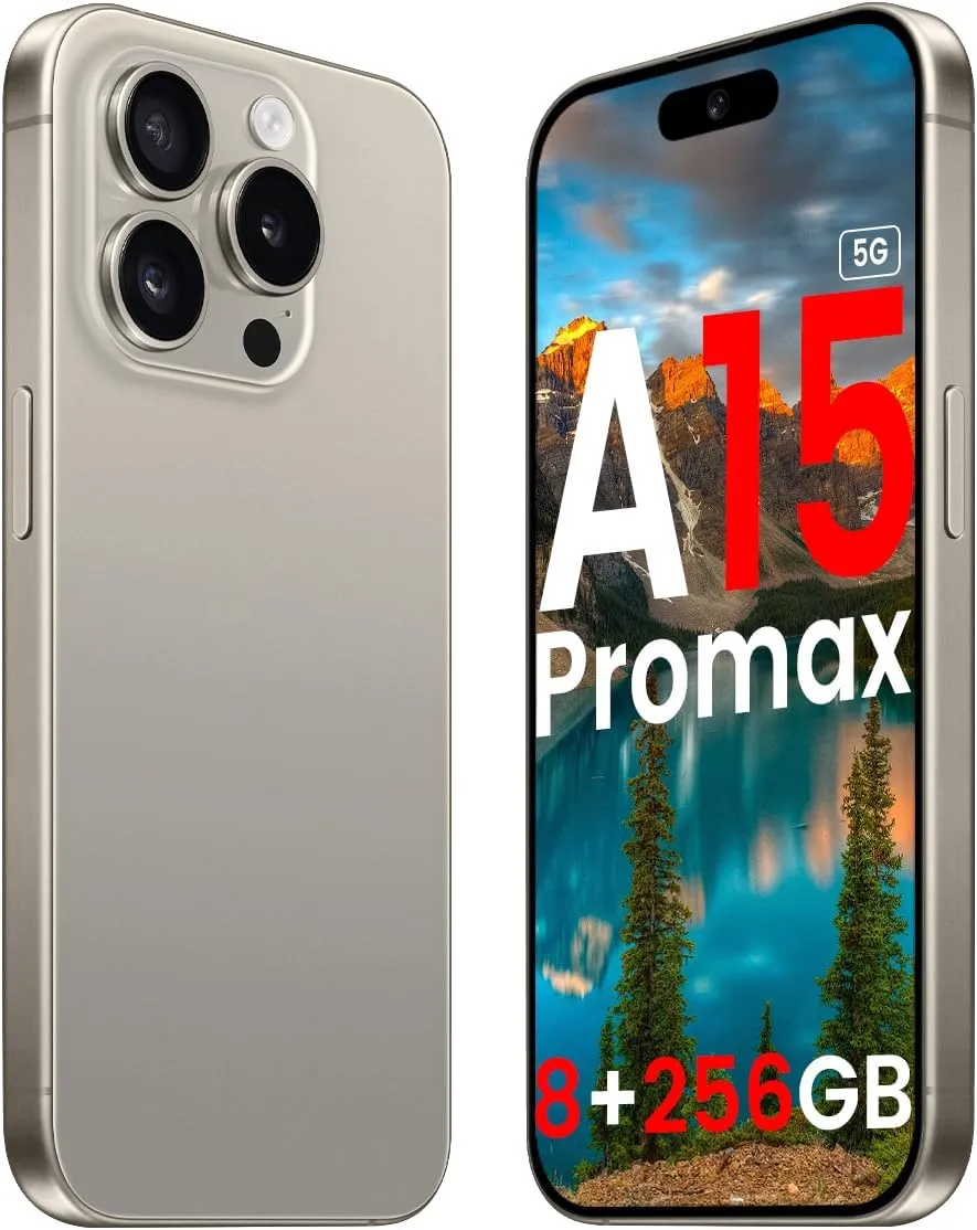 A15 Promax Unlocked 5G Cellphone 2024 Android 13 Phones with 6.8" FHD Screen Smartphones 48MP 108MP 6800 mAh|Dual SIM|Face ID Snapdragon 8cen2 Android Phone(Grizzly)