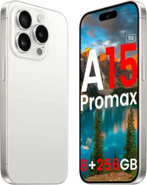 A15 Promax Unlocked 5G Cellphone 2024 Android 13 Phones with 6.8" FHD Screen Smartphones 48MP 108MP 6800 mAh|Dual SIM|Face ID Snapdragon 8cen2 Android Phone(White)