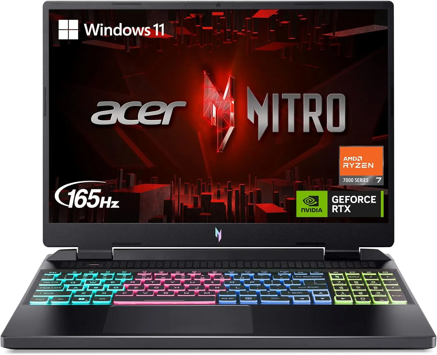 Acer Nitro 16 Gaming Laptop | AMD Ryzen 7 7840HS OctaCore CPU | NVIDIA GeForce RTX 4060 Laptop GPU | 16" WUXGA 165Hz IPS Display | 16GB DDR5 | 512GB Gen 4 SSD | WiFi 6E | RGB Backlit KB | AN16-41-R1WE