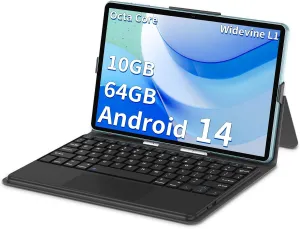 Android Tablet, 10.1 inch Octa-Core Android 14 Tablets with 10GB RAM   64GB ROM 1TB Expand, GPS, 6000mAh, 1280x800 IPS Display, BT5.0, Dual Camera, WiFi 5, GPS (Blue Set)