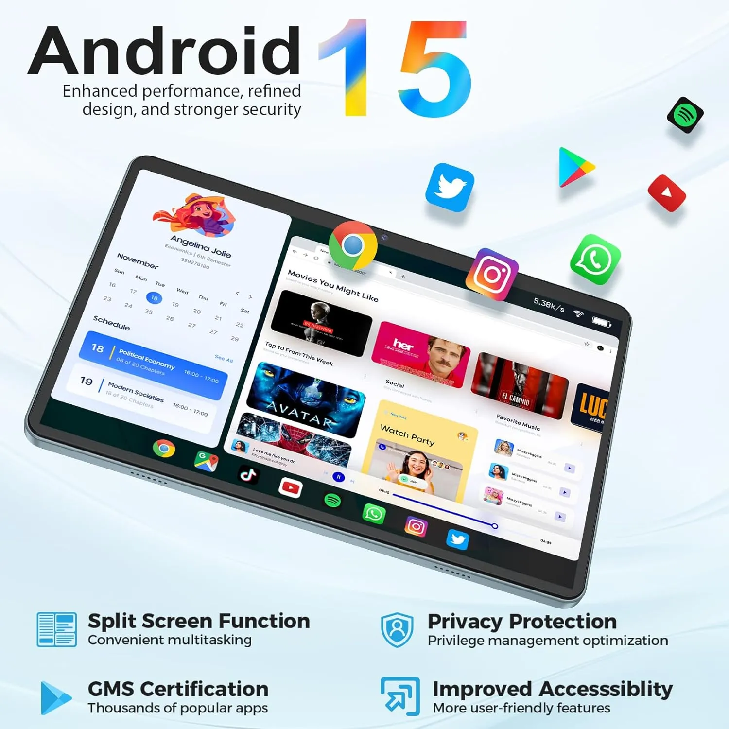 Android Tablet with Keyboard, Android 15 Tablet 10 inch with 24GB 128GB, 1TB Expand, 8-Core, 8000mAh, 5G WiFi, Widevine L1, GMS, with Case, Keyboard, Mouse, Stylus(Black)