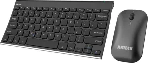 Arteck Bluetooth Keyboard and Mouse Combo Ultra Compact Slim Stainless Full Size Keyboard and Ergonomic Mice for Computer/Desktop/PC/Laptop/Surface and Windows 10/8/7 Built in Rechargeable Battery