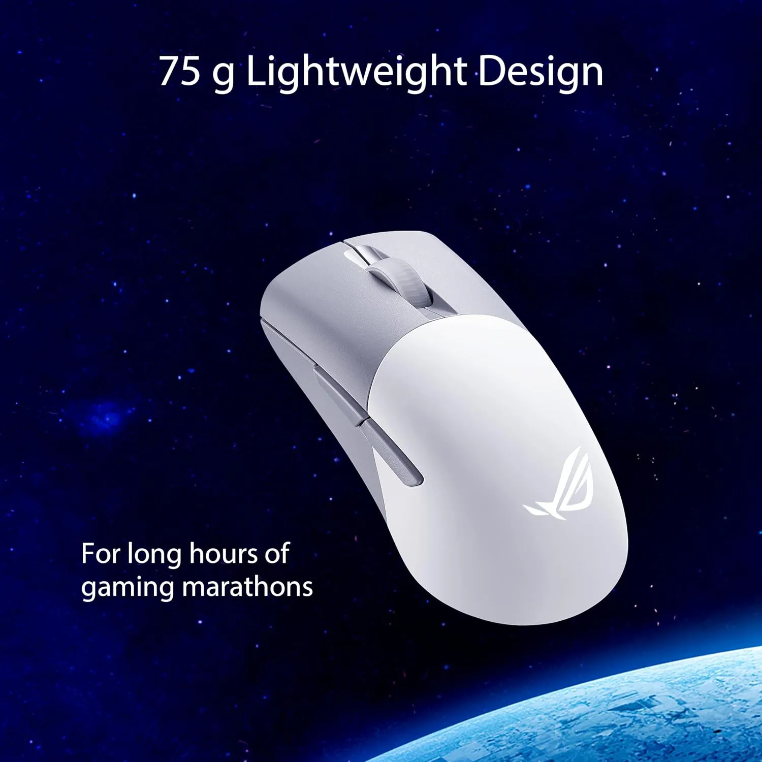 Asus ROG Keris Wireless AimPoint Gaming Mouse, Tri-mode connectivity, 36000 DPI sensor, 5 programmable buttons, ROG SpeedNova, Replaceable switches, Paracord cable, White