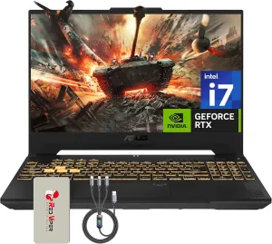 ASUS TUF F15 15.6" 144Hz FHD Gaming Laptop, Intel i7-13620H, NVIDIA GeForce RTX 4070, 16GB DDR5 RAM, 1TB PCIe SSD, RGB Backlit Keyboard, Mecha Grey, Windows 11, 128GB Docking Station Set