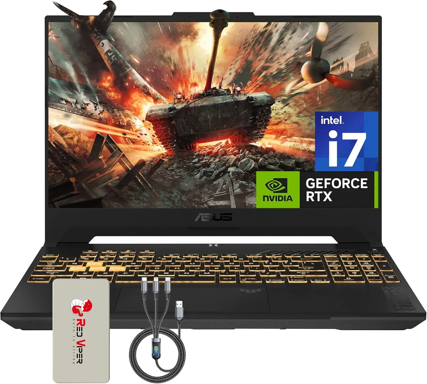 ASUS TUF F15 15.6" 144Hz FHD Gaming Laptop, Intel i7-13620H, NVIDIA GeForce RTX 4070, 16GB DDR5 RAM, 1TB PCIe SSD, RGB Backlit Keyboard, Mecha Grey, Windows 11, 128GB Docking Station Set