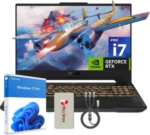 ASUS TUF F15 15.6" 144Hz FHD Gaming Laptop, Intel i7-13620H, NVIDIA GeForce RTX 4070, 64GB DDR5 RAM, 2TB PCIe SSD, RGB Backlit Keyboard, Mecha Grey, Win 11 Pro, 128GB Docking Station Set