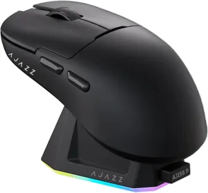 ATTACK SHARK x Ajazz AJ159P Gaming Mouse with Magnetic RGB Charging Dock,2.4G Wireless Gaming Mouse PAW3395 Sensor 26K DPI,1K Polling,6 Programmable Buttons,Ergonomic Computer Mice USB3.0 for PC/MAC