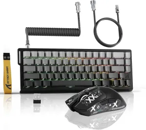 ATTACK SHARK X11 & X68 PRO HE Wireless Gaming Combo,Rapid Trigger Hall Effect Magnetic Switch 8K Keyboard,Ultra-Light 22K DPI PAW3311 Optical Sensor Mouse,RGB Backlit Tri-Mode with Coiled Cable-Grey