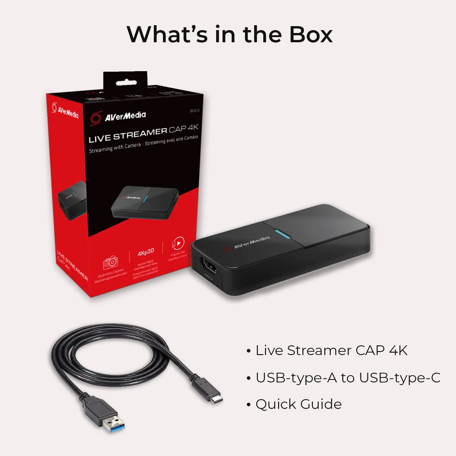AVerMedia BU113 Live Streamer CAP 4K USB 3.0 DSLR Capture Card