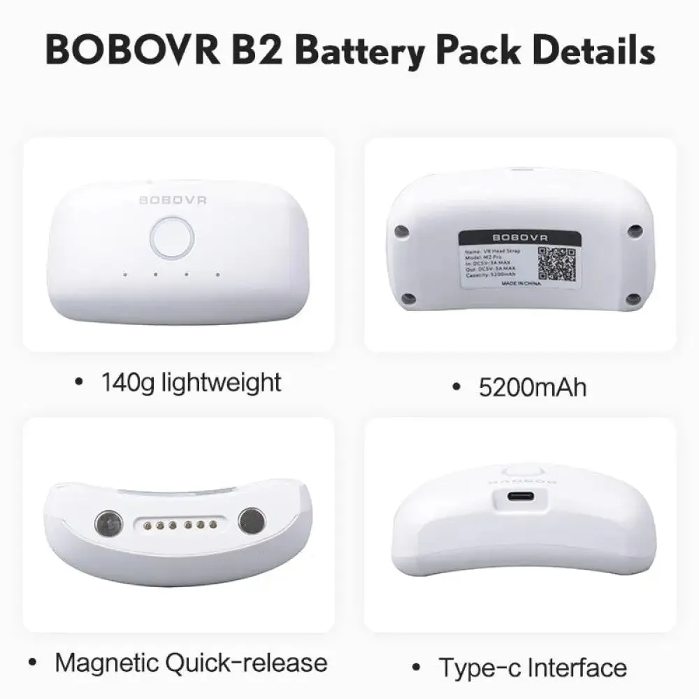 B2 5200mah Magnetic Battery Connections Pack for M2 Pro Quest 2 Increase About 3 Hrs Time