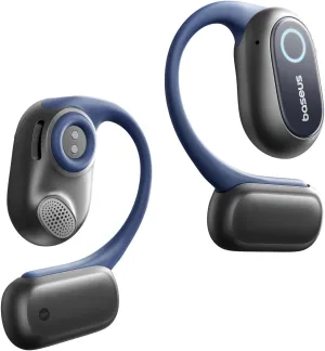 Baseus Open-Ear Headphones, Hi-Res Wireless Audio with LDAC, Rich Bass, Comfortable Silicone Cushion Design, 60H Play, AI Clear Calls, Bluetooth 5.4, IPX4, Open-Ear Earbuds - Bowie MF1