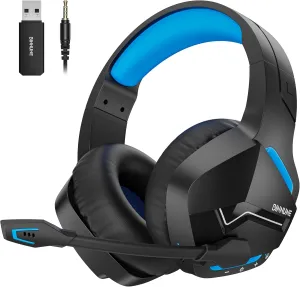 BINNUNE Wireless Gaming Headset with 2.4GHz for PS5, PS4, PC, Switch, FPS Gamers, 120Hrs  Bluetooth 5.3 Gaming Headsets with Noise Canceling Mic, 50MM Headphones for Laptop, Mobile, Mac