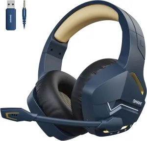 BINNUNE Wireless Gaming Headset with 2.4GHz for PS5, PS4, PC, Switch, FPS Gamers, 120Hrs  Bluetooth 5.3 Gaming Headsets with Noise Canceling Mic, 50MM Headphones for Laptop, Mobile, Mac