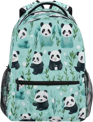 Blue Panda Bears Backpack, Water Resistant Laptop Backpack Travel Casual Daypack#554