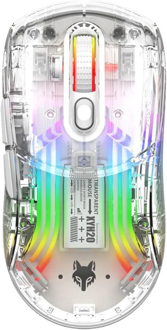 Bluetooth Wireless Mouse, Transparent RGB Mechanical Dual Mode Gaming Mouse, A Must-Have Cool USB Computer Mouse for Gaming and Esports