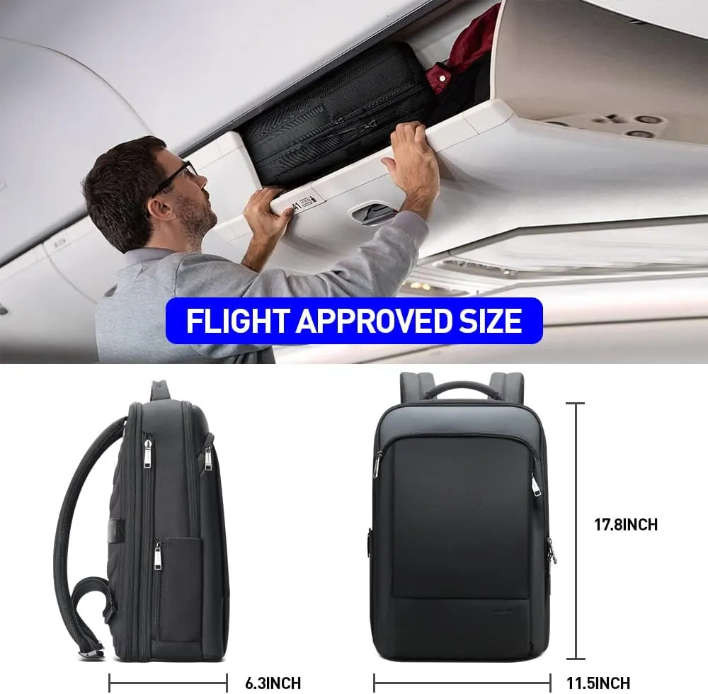 BOPai Expandable Travel Professional Men Business Laptop Backpack 15.6 inch Work Smart Rucksack Anti Theft Large Multi-Function Computer Office Black with Waterproof USB Charging Water Bottle Holder