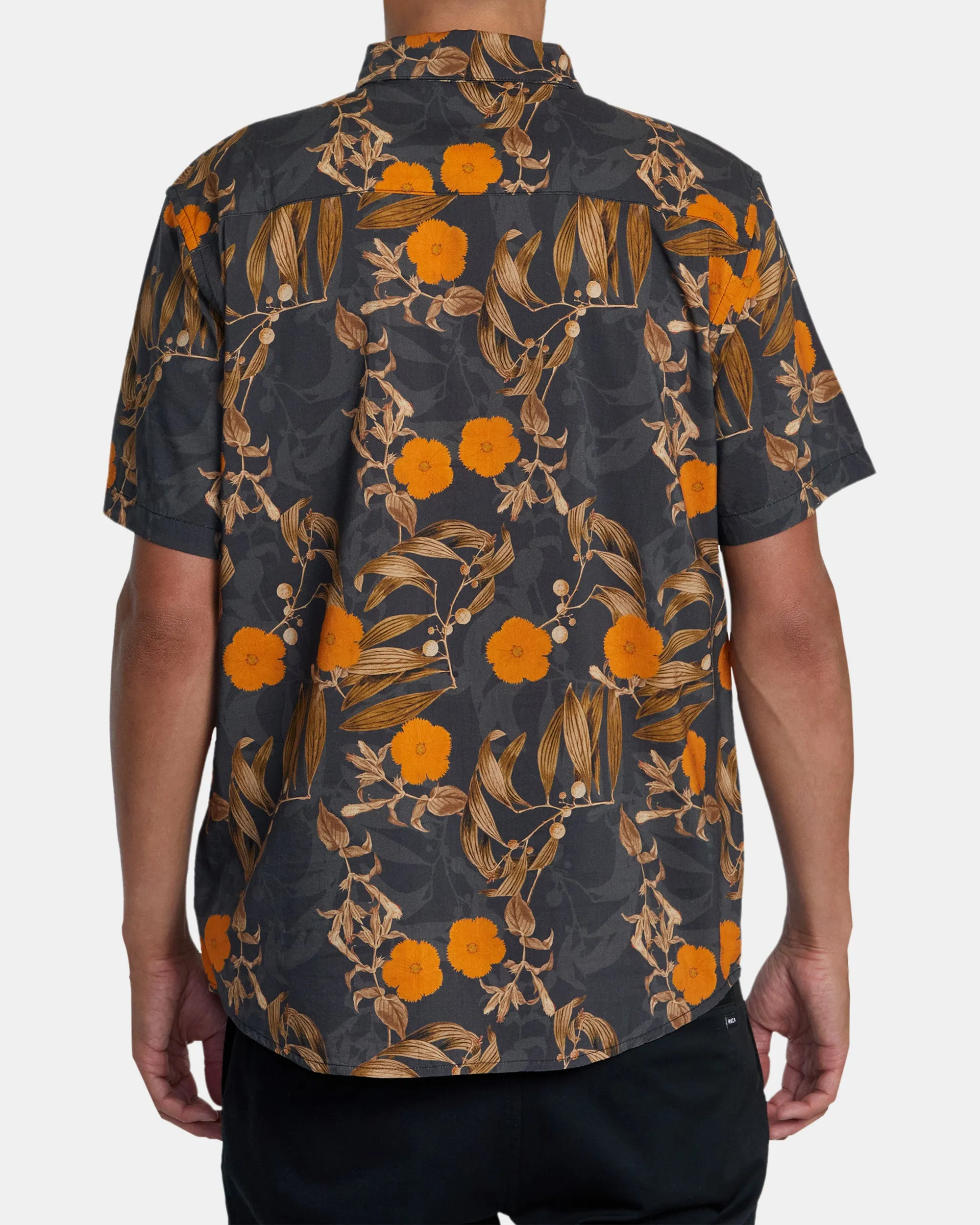 Botanical Short Sleeve Woven Shirt - Black