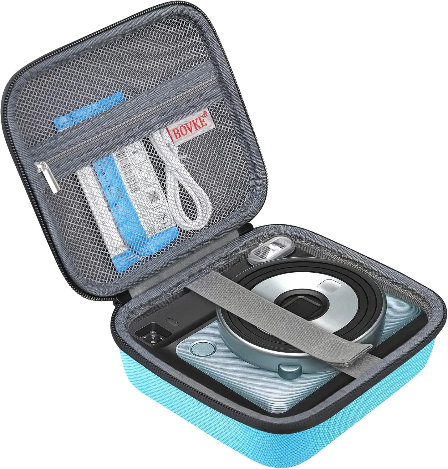 BOVKE Carrying Case Compatible with Fujifilm Instax Square SQ6 - Instant Film Camera, Extra Space for Film Packs, Batteries and Filters, Blue