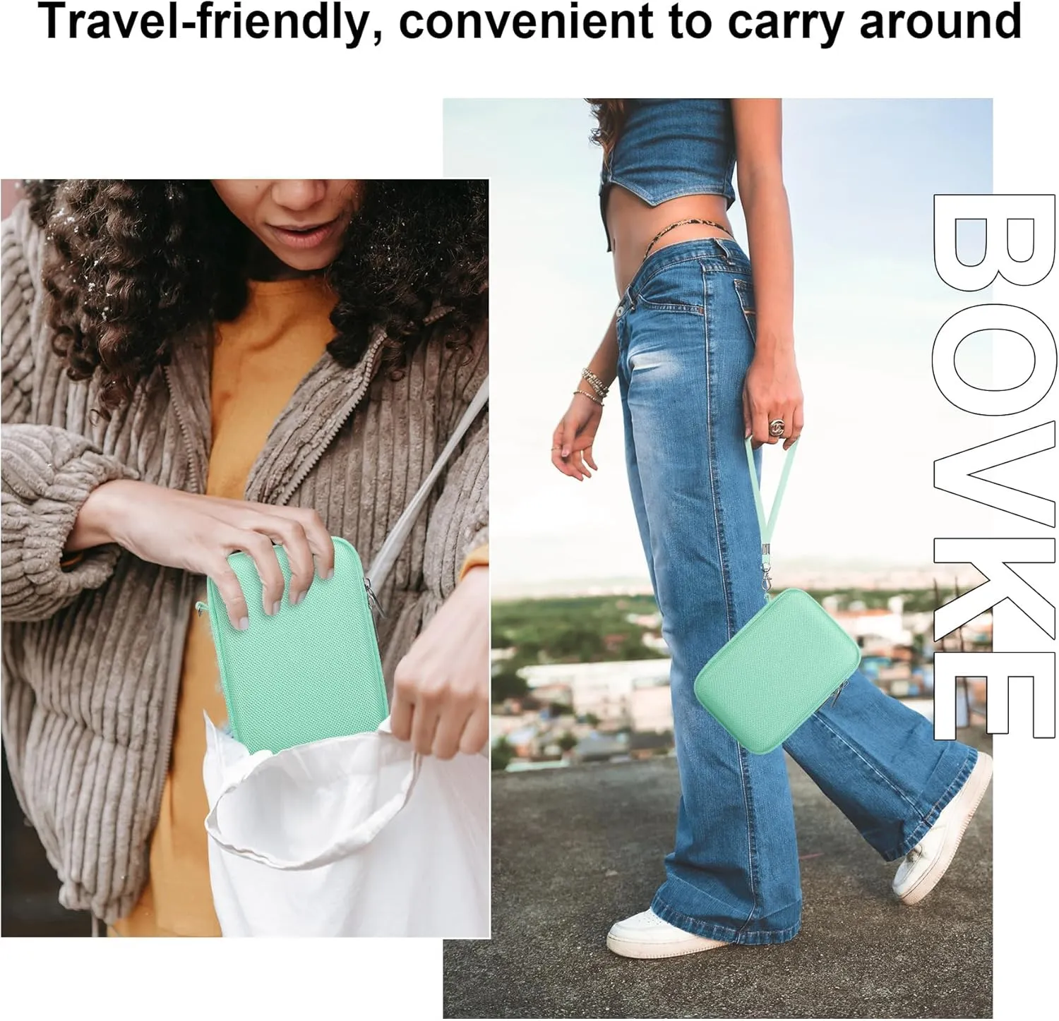 BOVKE Carrying Case for Polaroid Go / Go Gen 2 Instant Camera, Travel Storage Bag With Extra Space for Films, Cables, Green