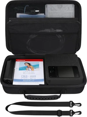 BOVKE Storage Case Compatible with Canon SELPHY CP1500 Compact Photo Printer, Extra Space for Canon Color Ink/Paper Set and Other Accessories, Black Black