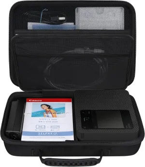 BOVKE Storage Case Compatible with Canon SELPHY CP1500 Compact Photo Printer, Extra Space for Canon Color Ink/Paper Set and Other Accessories, Black