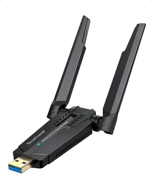 BrosTrend AXE5400 WiFi 6E USB Adapter, Tri-Band Long Range USB WiFi Adapter for Desktop PC Laptop, 6GHz 2402Mbps   5GHz 2402Mbps   2.4GHz 574Mbps, Ultra-Low Latency Wireless Dongle for Windows 11/10
