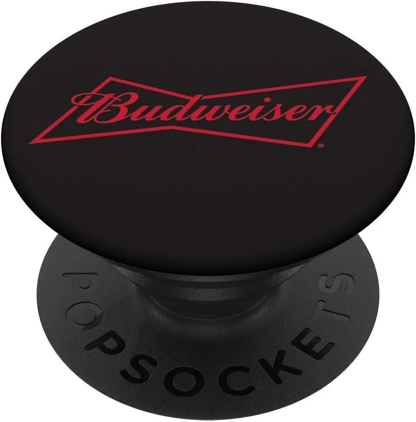 Budweiser Black PopSockets Stand for Smartphones & Tablets: Swappable Grip for Phones & Tablets
