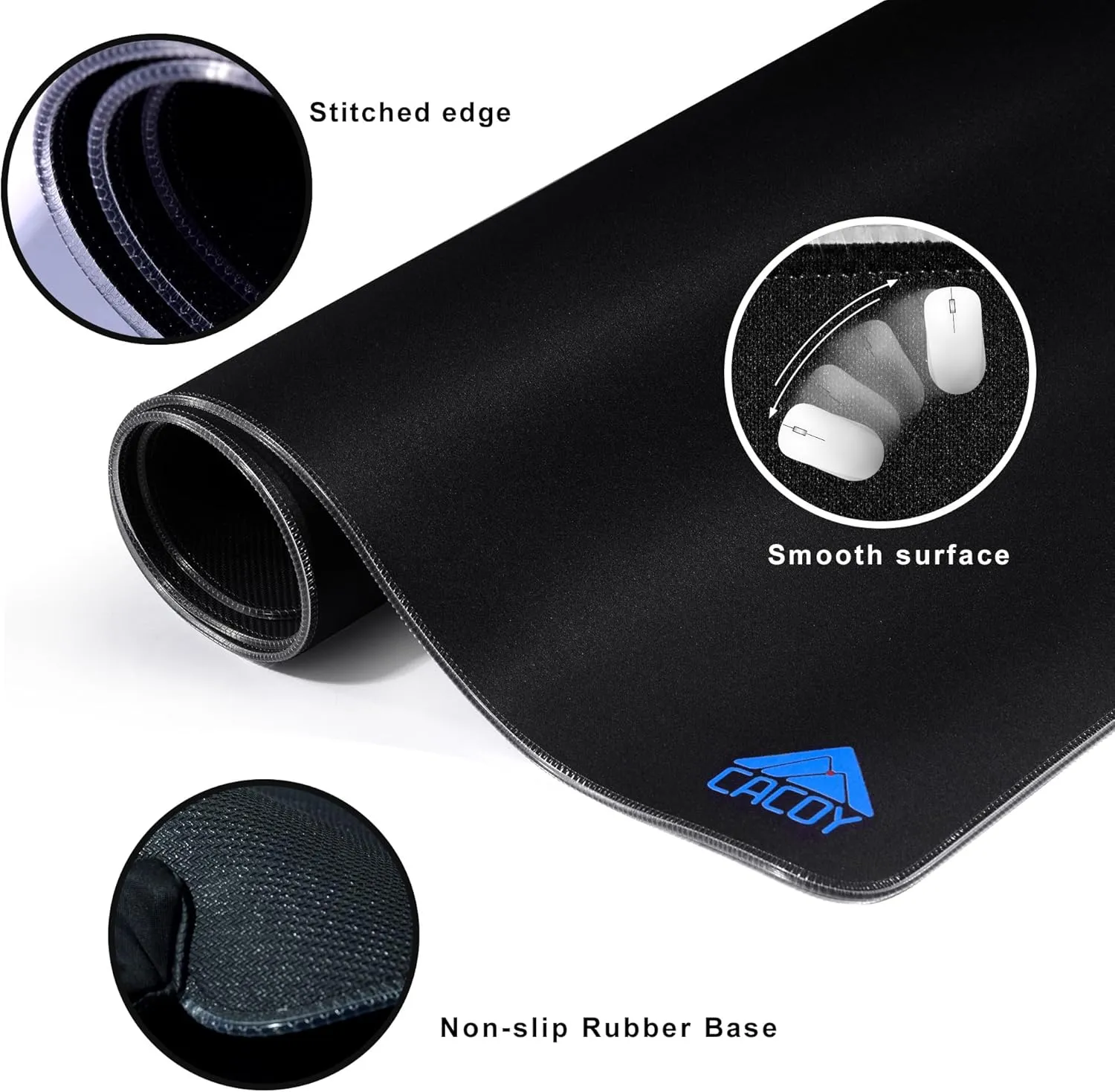 Cacoy 40" x 20" RGB Mouse Pad XXL, Extended Desk Mat with Smooth Surface and 9 Lighting Effects, LED Lighting Desk Pad with Stitched Edges and Non-Slip Rubber Base, Gaming Computer Mouse Mat, Black