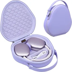 Canboc Airpods Max Case with Sleep Mode for Apple AirPods Max Wireless Over-Ear Headphones, Hard Carrying Travel Smart Headphones Case, Extra Space fits Cable, Charger, Purple(PU)