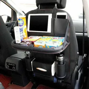 Car Back Seat Organizer Storage Bag with Foldable Table Protector