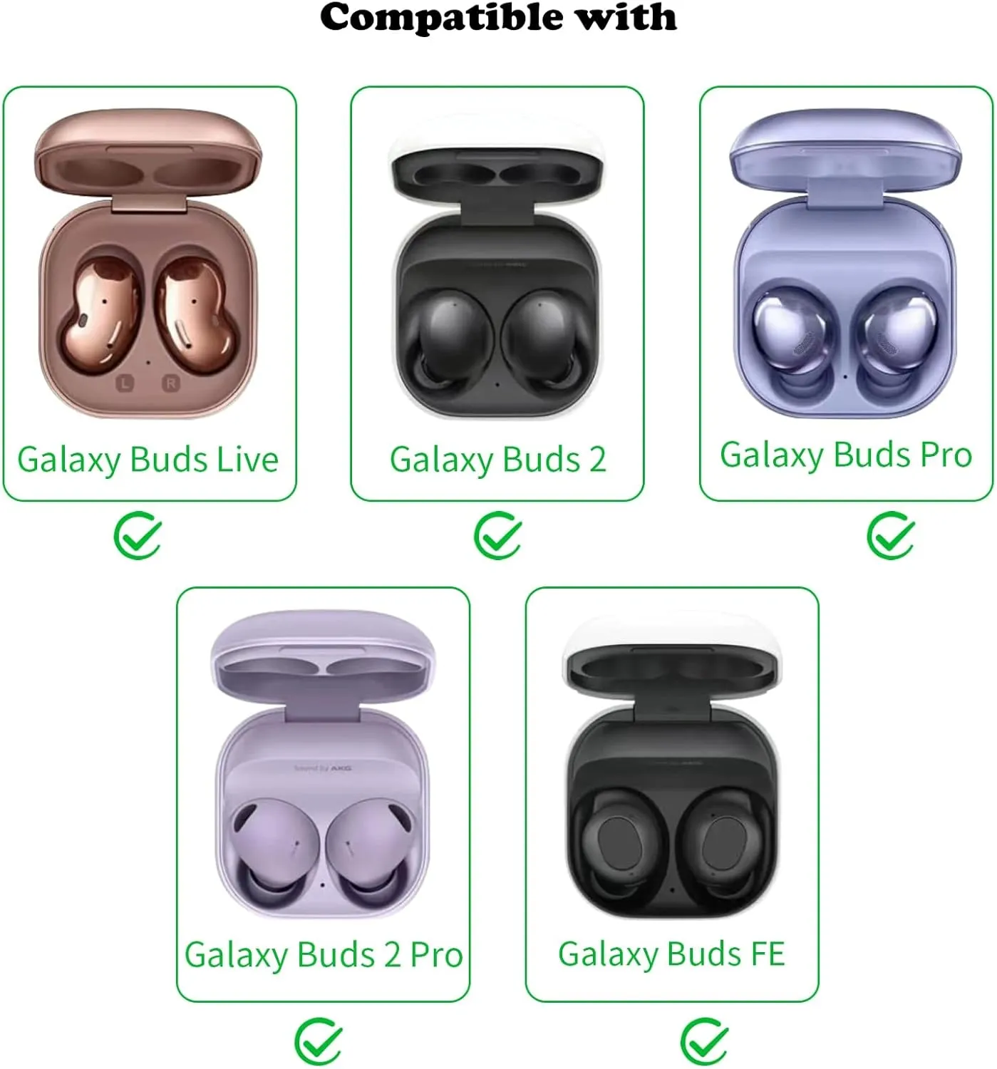 Case for Samsung Galaxy Buds FE (2023) /Galaxy Buds2 Pro (2022) /Galaxy Buds 2 (2021) /Galaxy Buds Live (2020) /Galaxy Buds Pro (2021) Earbuds, Cute Cartoon Skin Design, Full Protection Cover