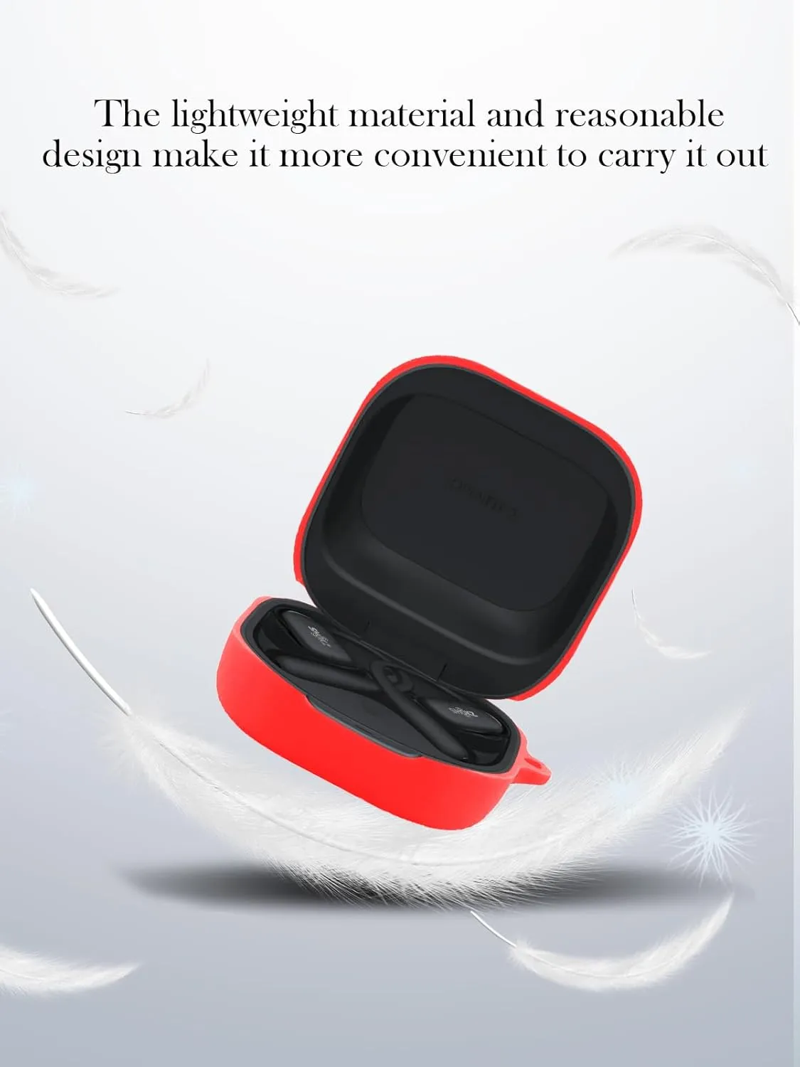 Case for SHOKZ New OpenFit 2 Open-Ear Headphones Earbuds,Soft Protective,BOVUGAC Silicone Case Cover with Keychain & Cleaning Kit & Lanyard for SHOKZ New OpenFit 2 Earbuds-Red