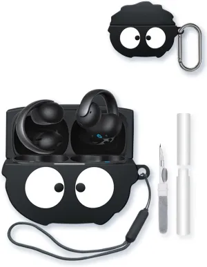 Case for Soundcore AeroClip by Anker Open-Ear Earbuds,Soft Protective,BOVUGAC Silicone Case Cover with Keychain & Cleaning Kit & Lanyard for Soundcore AeroClip Earbuds-Briquettes