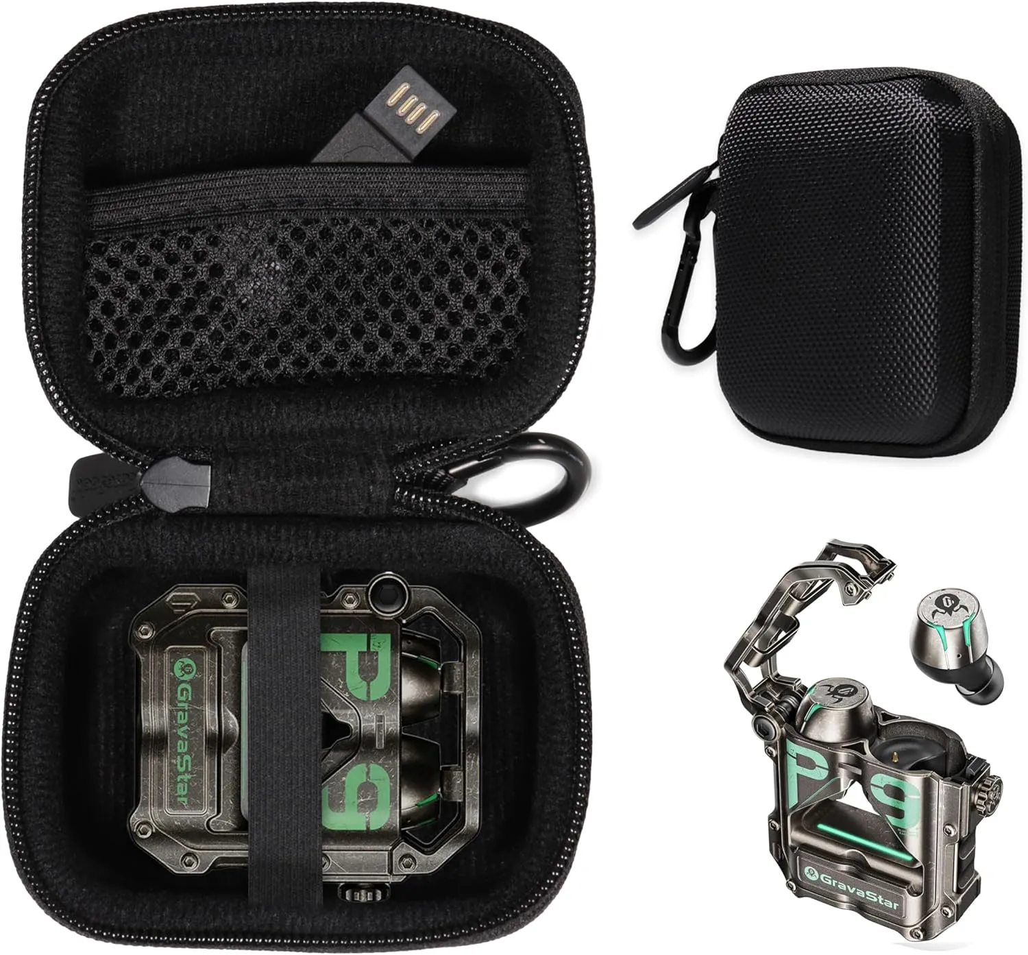 CaseSack Case for GravaStar Sirius Pro Earbuds 5.2 Headphones TWS RGB Earphones (Black)