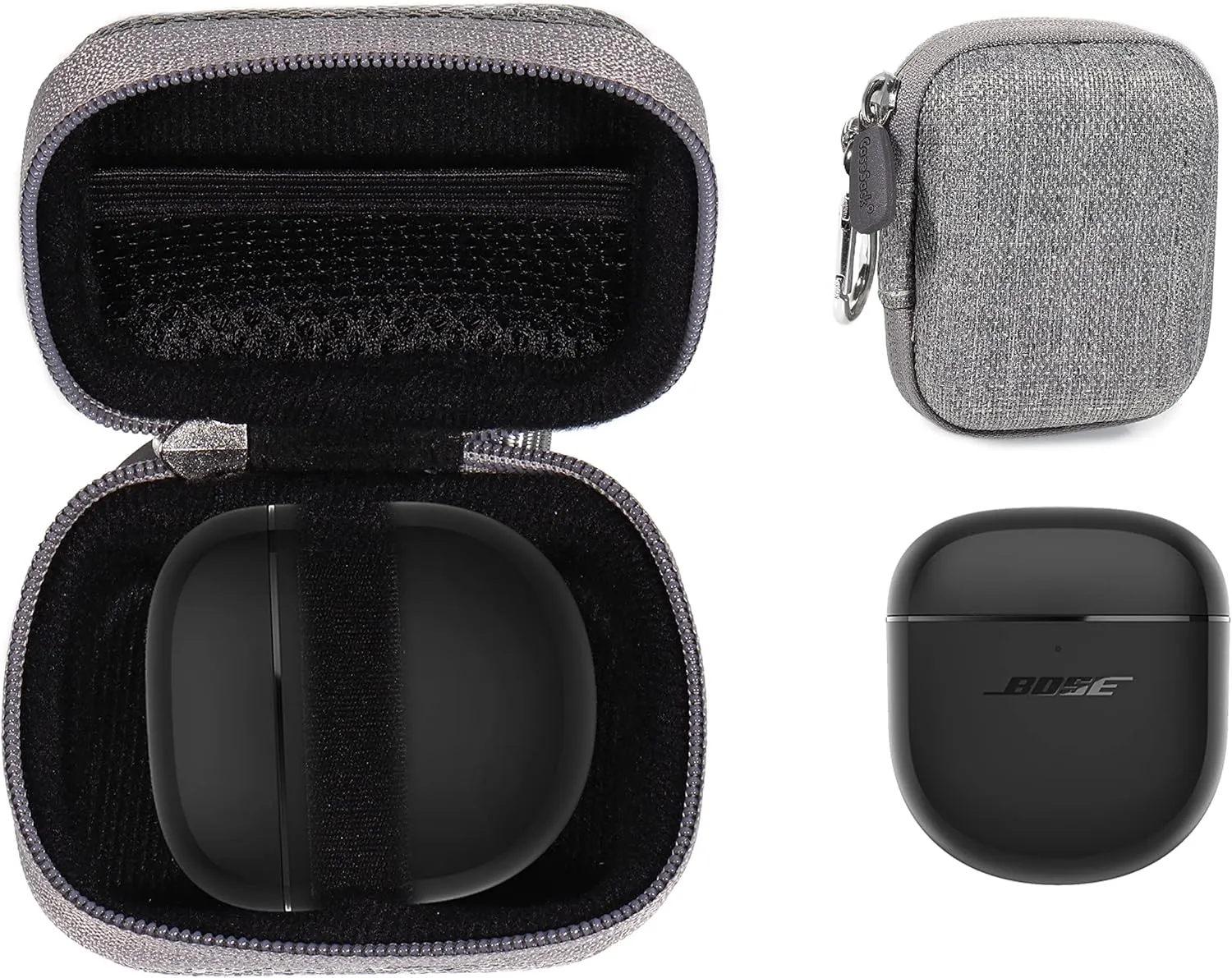 CaseSack Case for New Bose QuietComfort Earbuds II Wireless Noise Cancelling in-Ear Headphones (Gray)