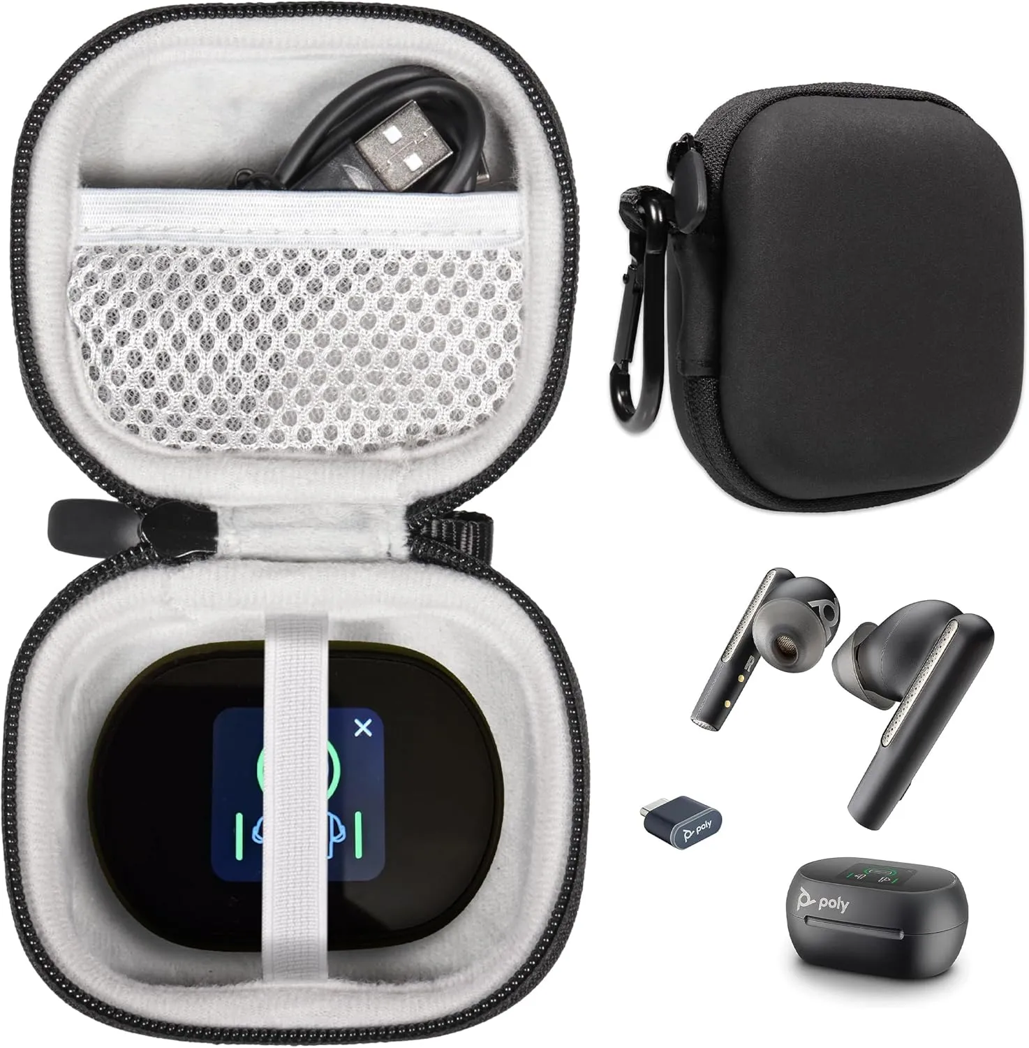 CaseSack Case for Poly Voyager Free 60 , 60, 60  UC, 60 UC True Wireless Earbuds (Black)