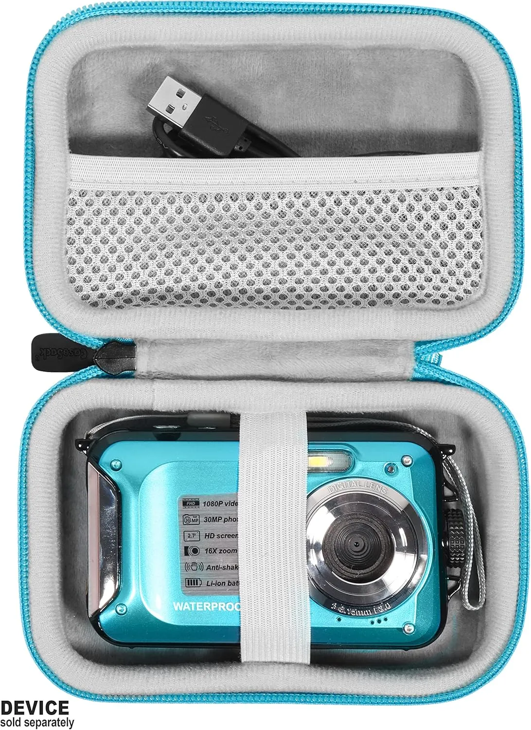CaseSack Case for Waterproof Camera, Blue, Vinyl, Water Resistant, Camera Enclosure