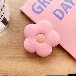Collapsible Phone Grip Stand with Daisy Floral Design - Rotatable Anti-Slip Holder for Smartphones and Tablets, Multi-Angle Viewing Foldable Phone Accessory (Pink)
