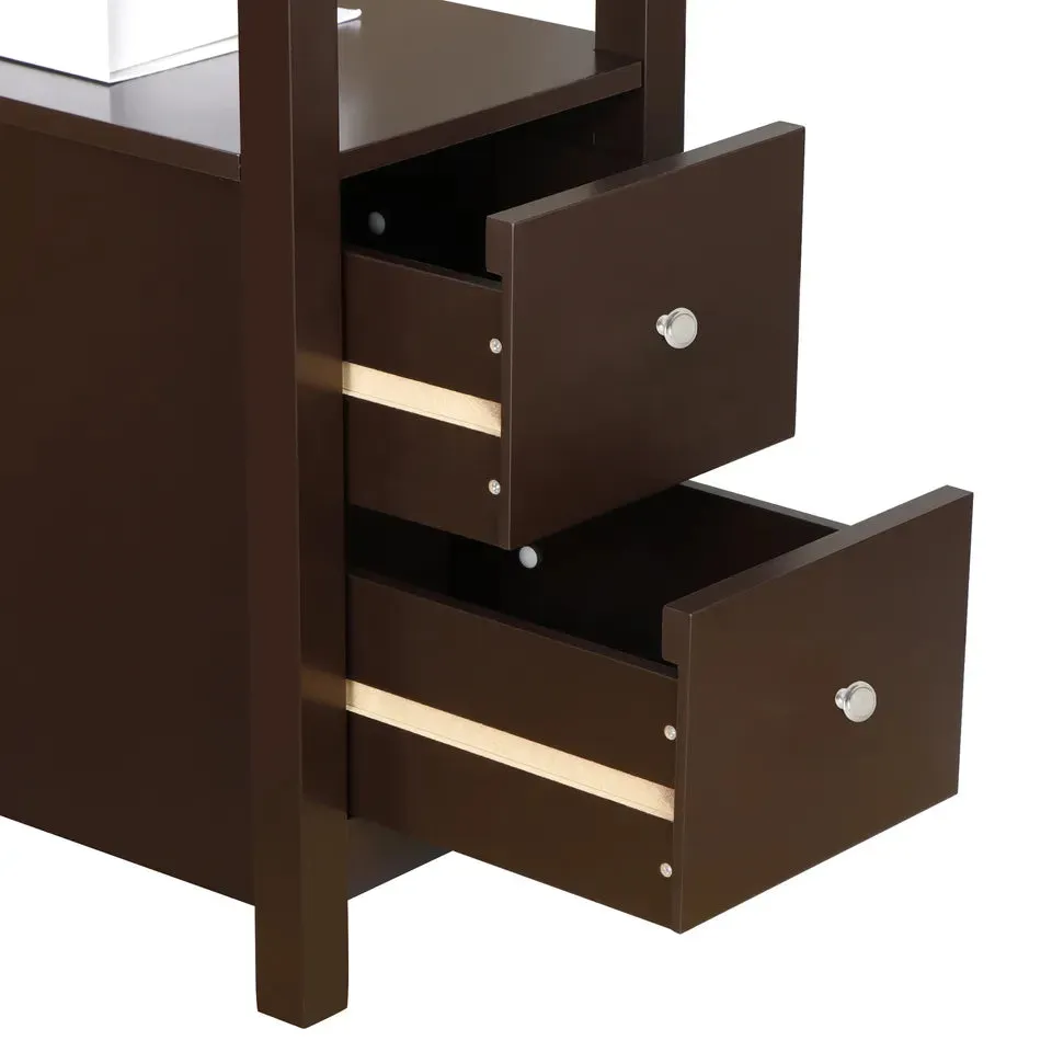 Compact Chair Side End Table with Drawers for Small Spaces and Storage